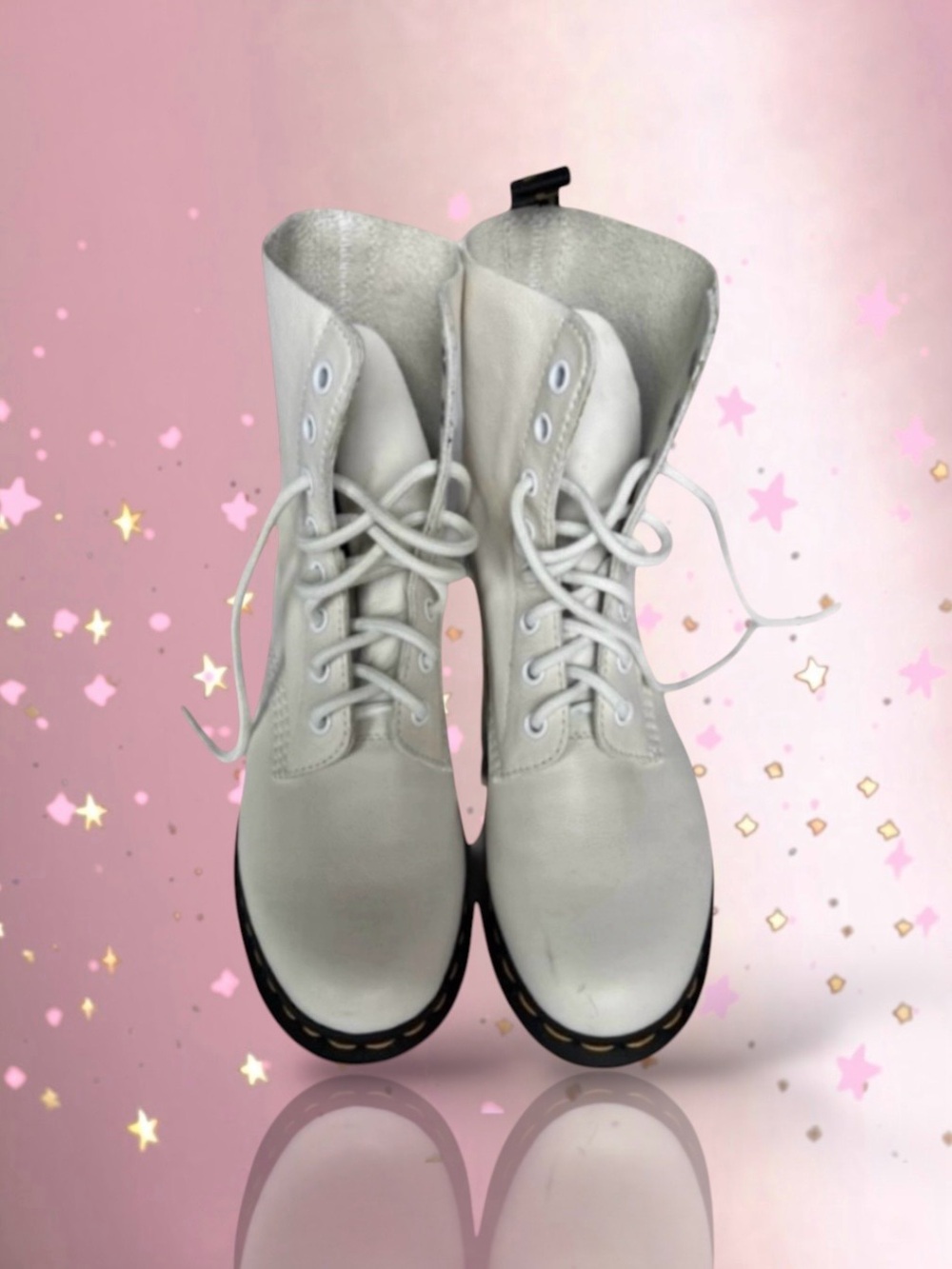 💞DOC MARTENS Ivory Jadon Leather Boots • EU 38 • US 7 W / 5.5 M • UNISEX
